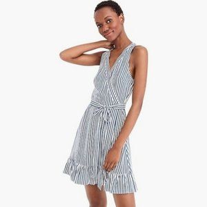 J. Crew Striped Beach Ruffled Wrap Cover-Up Dress - Size Small